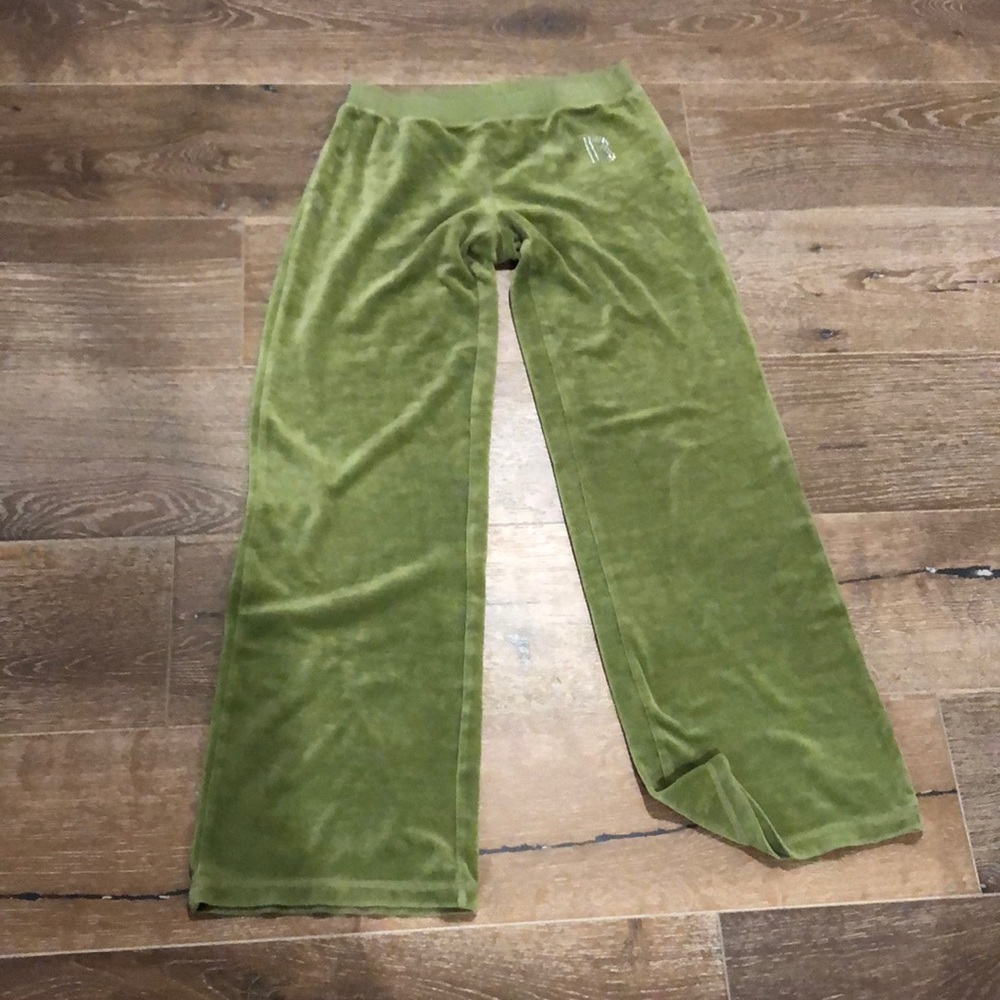 Green velour pants